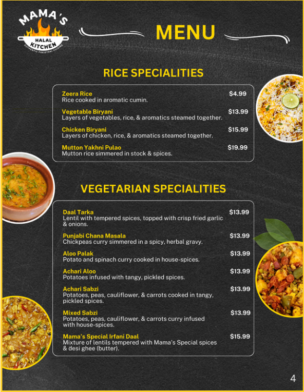 MAMAS HALAL KITCHEN MENU